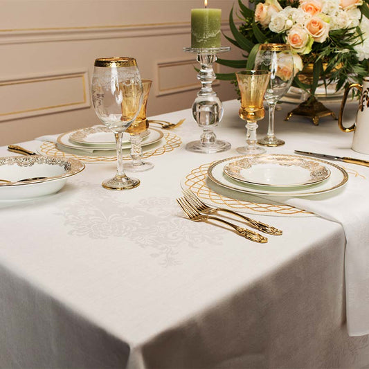 Chrysanthemum Damask Tablecloths - Ferguson's Irish Linen