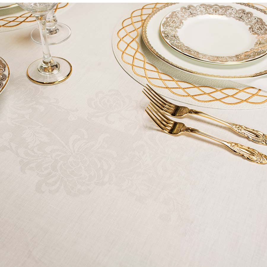 Chrysanthemum Damask Tablecloths - Ferguson's Irish Linen