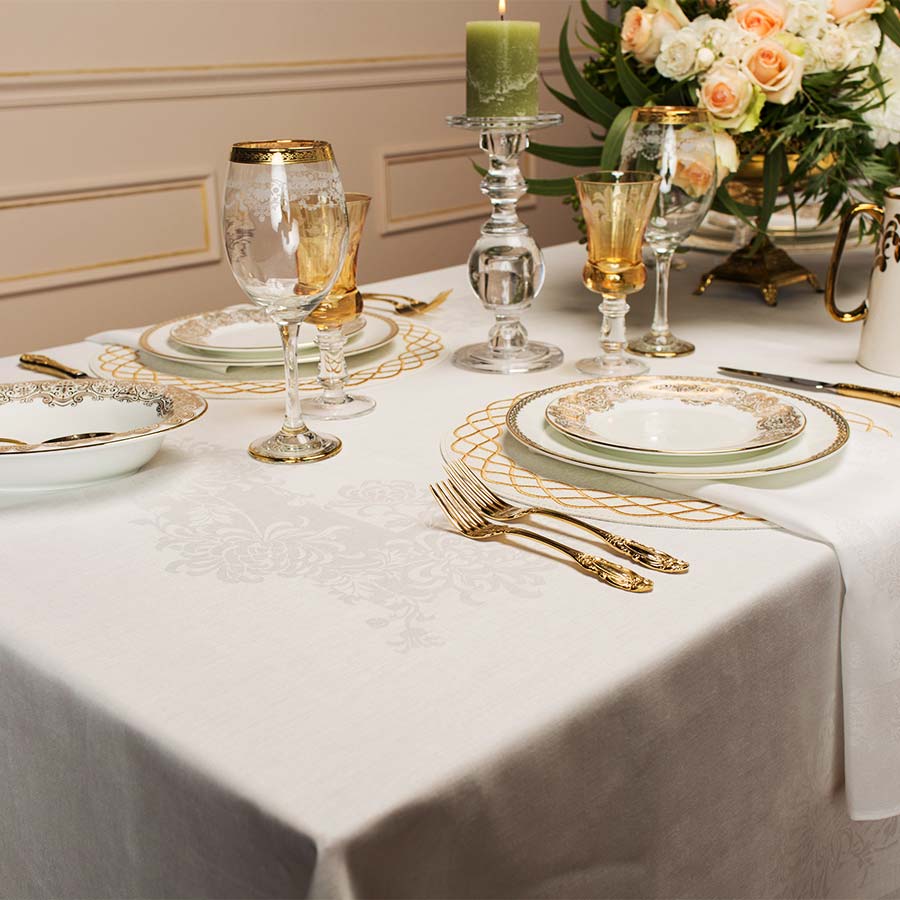 Chrysanthemum Double Damask Tablecloths - Ferguson's Irish Linen