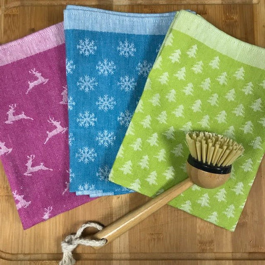 Merry & Bright Winter Tea Towels - Set of 3 - Ferguson's Irish Linen