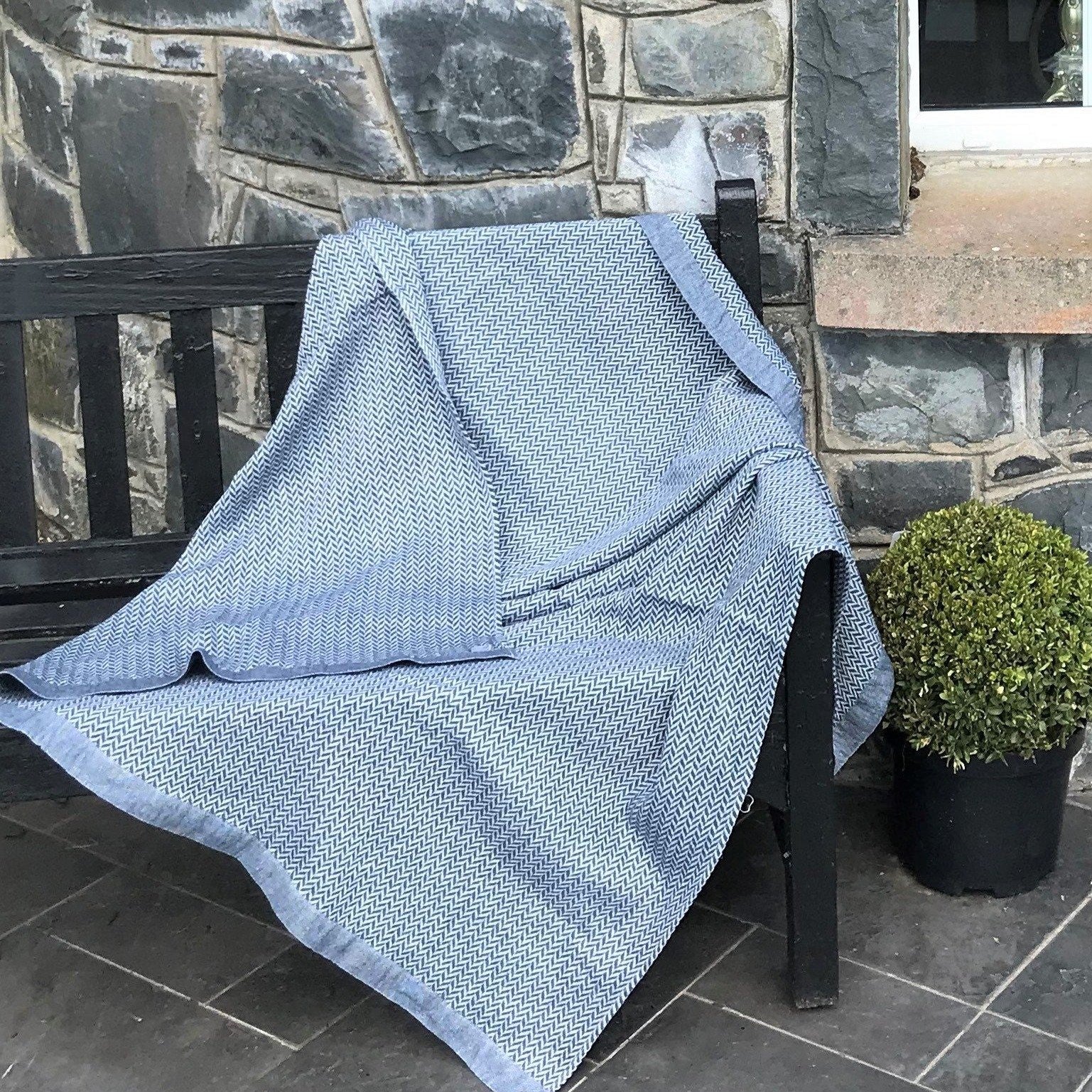 Tromso Herringbone Linen Wool Fusion Blanket - Ferguson's Irish Linen